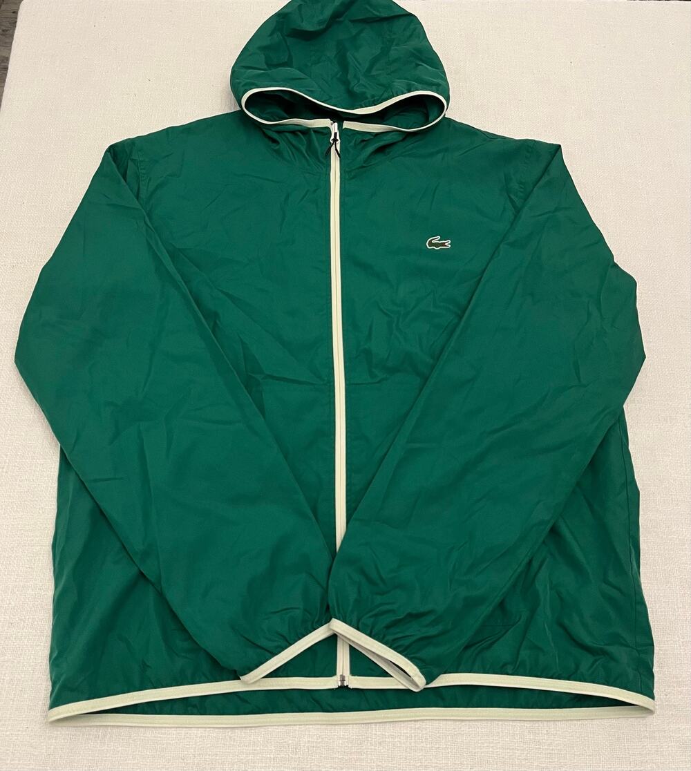 Lacoste Windbreaker Hooded Jacket Green Mens 3XL XXXL FR58 Sportsuit